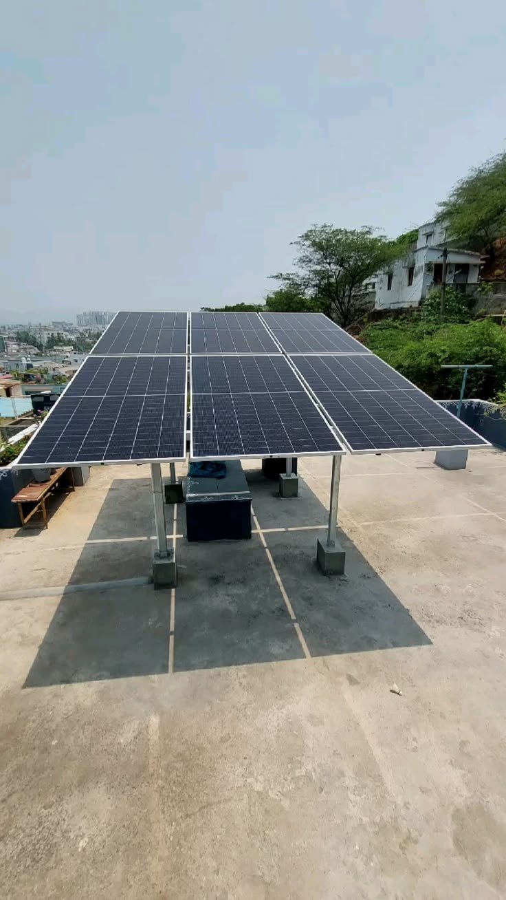 Solar panel array on a terrace